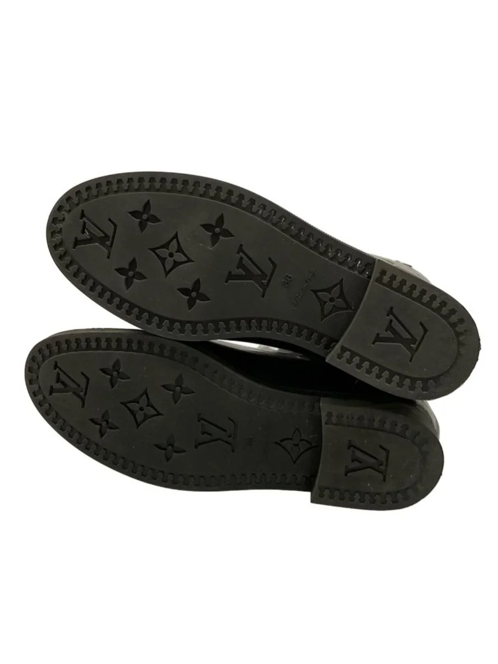 Louis Vuitton Rain Boots Black Long Monogram Pattern Embossed